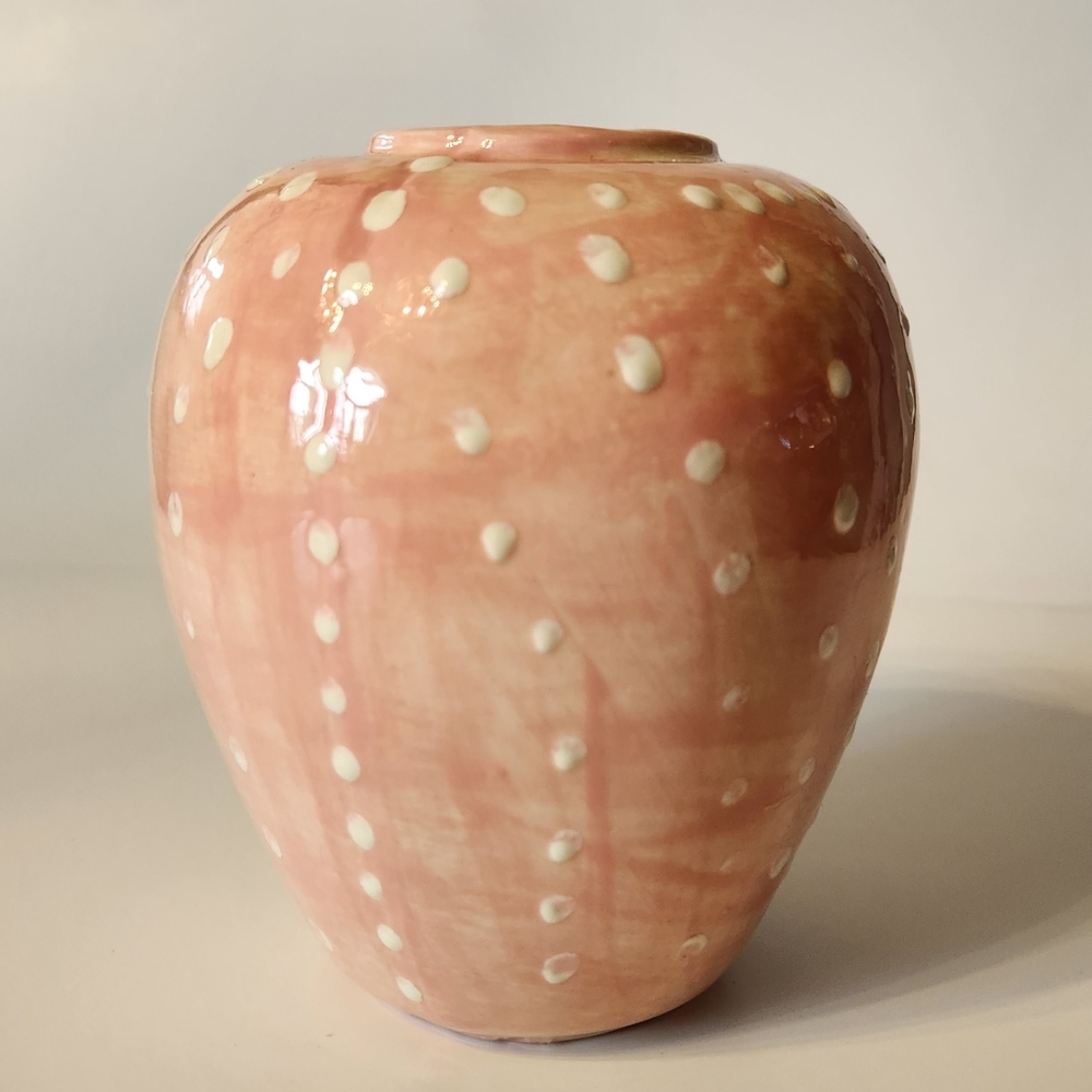 *SOLD*🩷Boho Handmade Pink and White Speckled Vase🩷